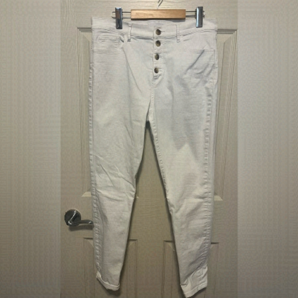 Loft High Waisted White Denim
